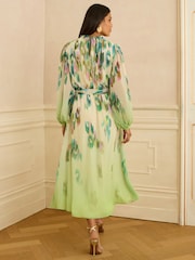 Green Ombre Animal - Love & Roses Midi kjole med ryshals - Bilde 4 av 4