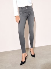Cinza - Friends Like These High Waisted Zip Front Jeans - Imagem 1 de 4