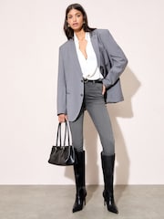 Cinza - Friends Like These High Waisted Zip Front Jeans - Imagem 2 de 4