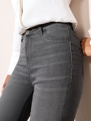 Cinza - Friends Like These High Waisted Zip Front Jeans - Imagem 3 de 4