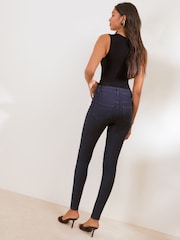 Friends Like These Denim Inky Blue High Waisted Zip Front Jeggings - Image 5 of 5