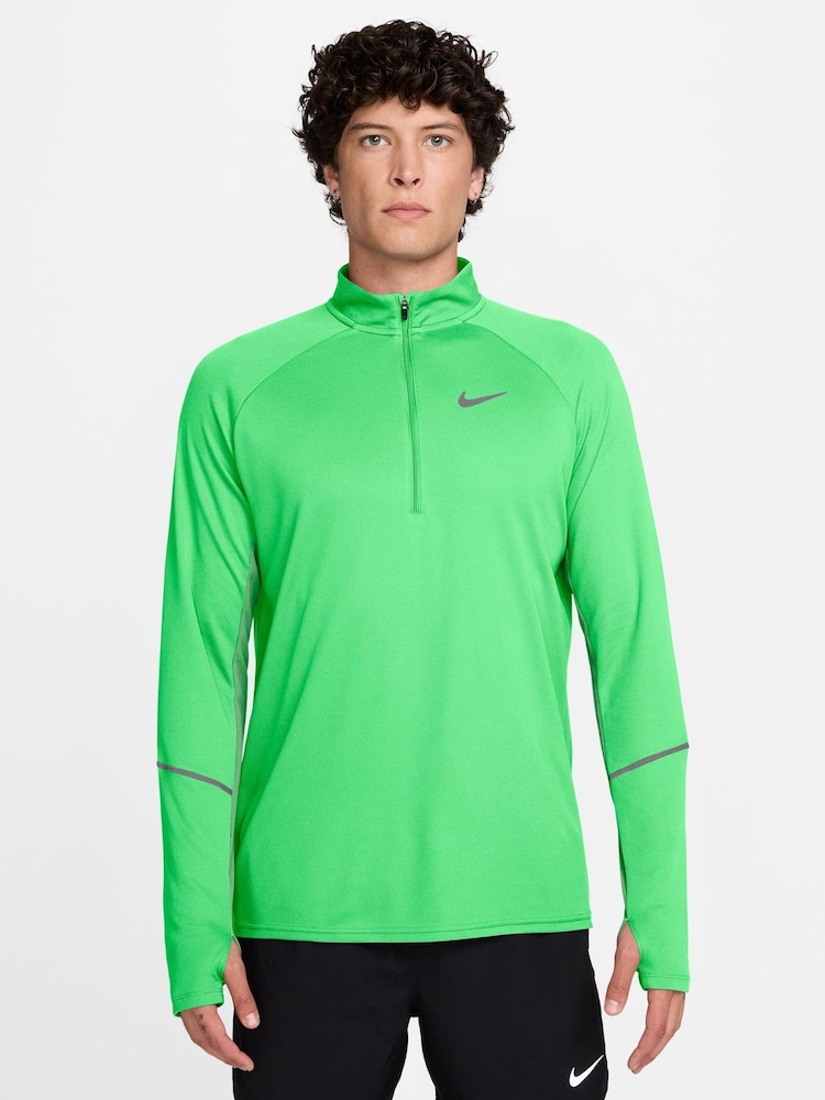 Nike Illusion Green Miler Dri-FIT Half Zip Running Top - Image 1 of 4 Nike Illusion Green Miler Dri-FIT Half Zip Running Top - Image 1 of 4