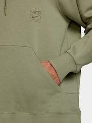Nike Dusty Olive Green Oversized Dri-FIT Fleece Training Hoodie - Image 3 of 3