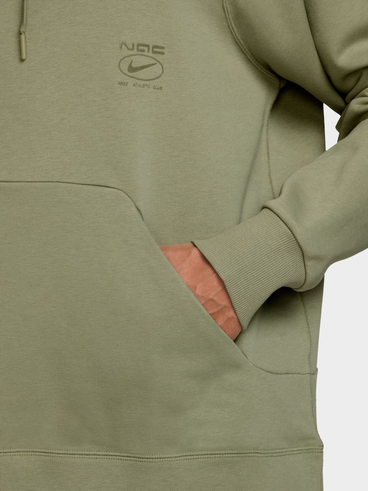 Nike Dusty Olive Green Oversized Dri-FIT Fleece Training Hoodie - Image 3 of 3 Nike Dusty Olive Green Oversized Dri-FIT Fleece Training Hoodie - Image 3 of 3