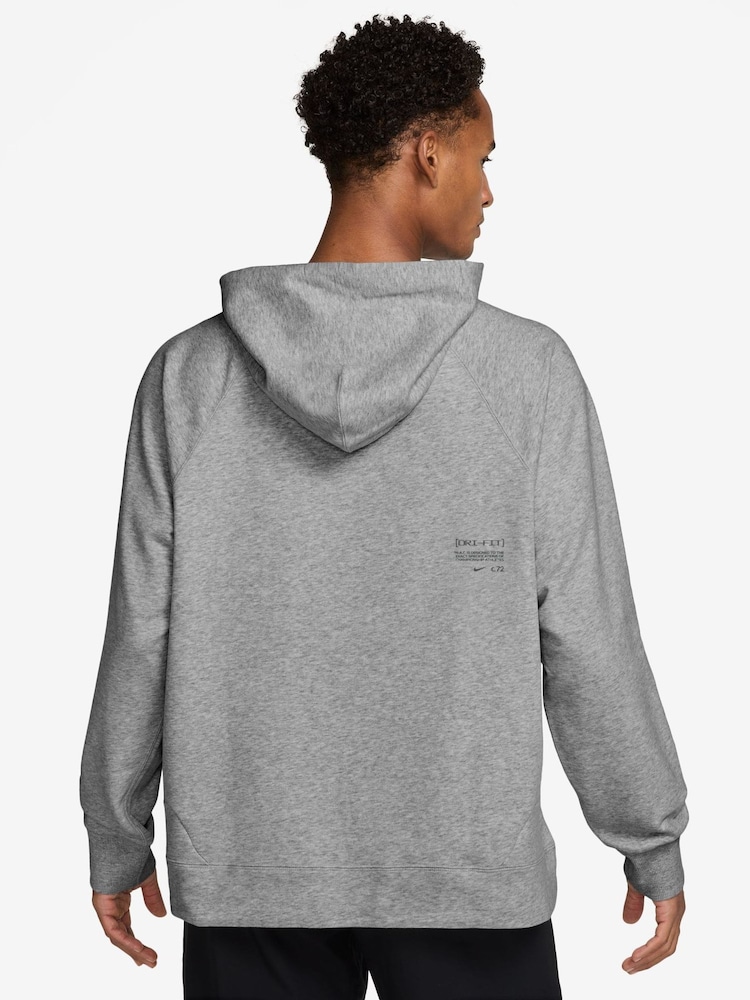 Nike Smoke Grey Oversized Dri-FIT Fleece Training Hoodie - Image 2 of 3 Nike Smoke Grey Oversized Dri-FIT Fleece Training Hoodie - Image 2 of 3