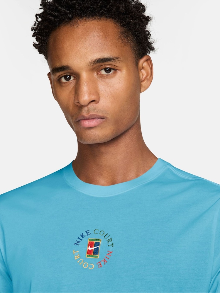 Nike Blue NikeCourt Dri-FIT Tennis T-Shirt - Image 3 of 3