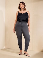 Friends Like These Grey Curve High Waisted Zip Front Jeans - Image 2 of 5
