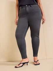 Friends Like These Grey Curve High Waisted Zip Front Jeans - Image 3 of 5