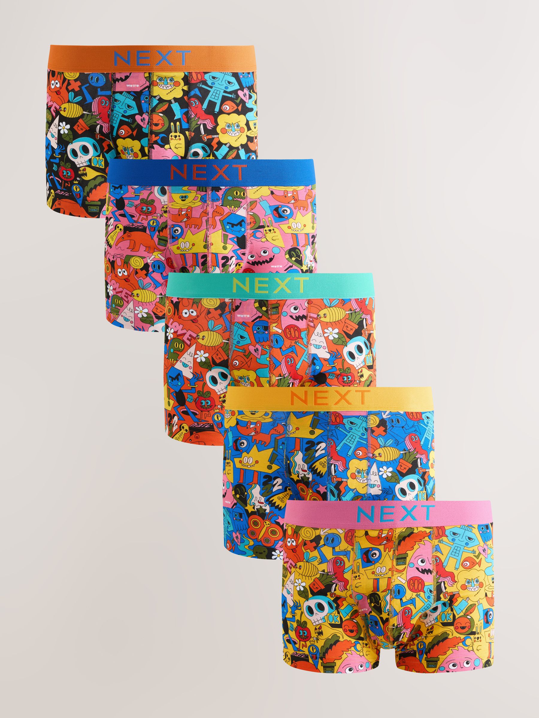 Buy Orange Wotto Monster Seminal 5 Pack Hipster Boxers from the