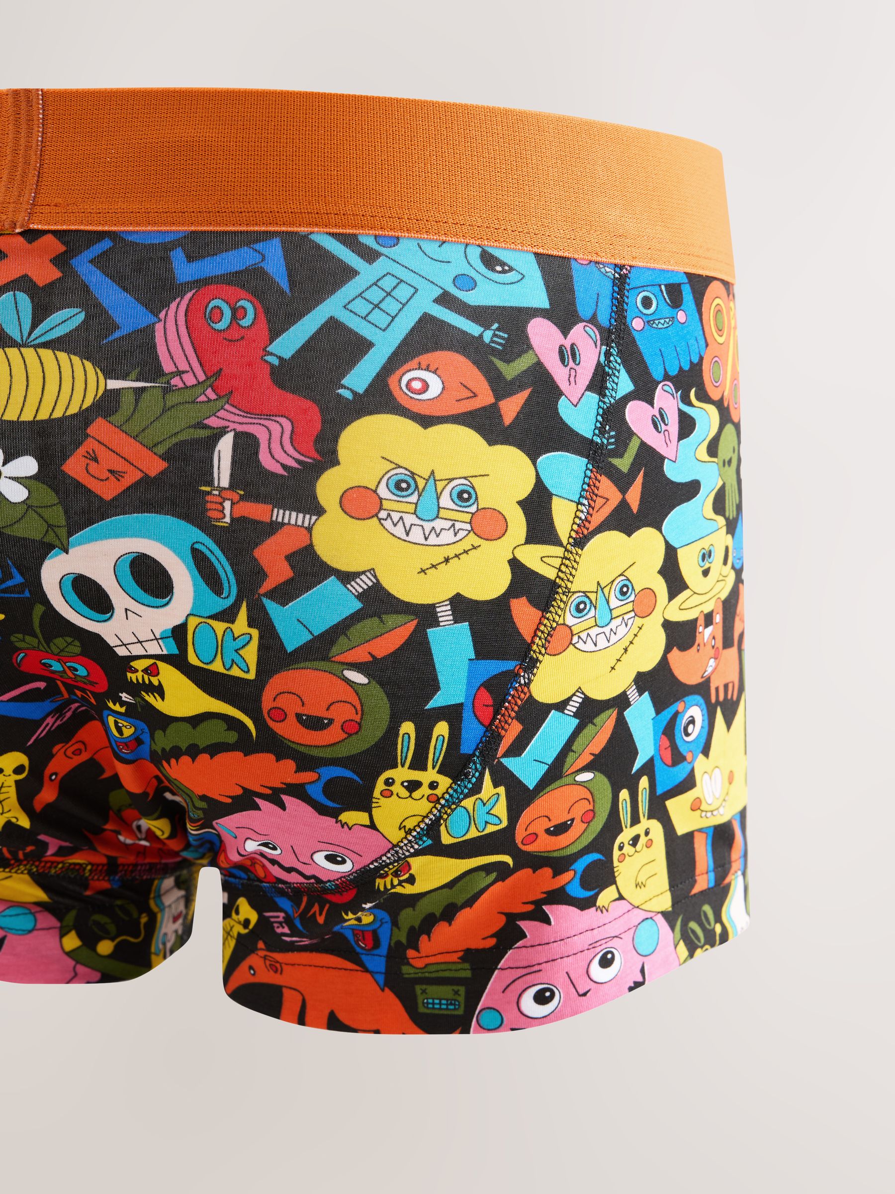 Buy Orange Wotto Monster Seminal 5 Pack Hipster Boxers from the