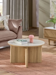 Light Natural Hayford Oak Effect Ceramic Top Coffee Table - Image 1 of 7