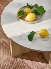 Light Natural Hayford Oak Effect Ceramic Top Coffee Table - Image 2 of 7