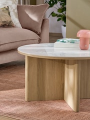 Light Natural Hayford Oak Effect Ceramic Top Coffee Table - Image 3 of 7
