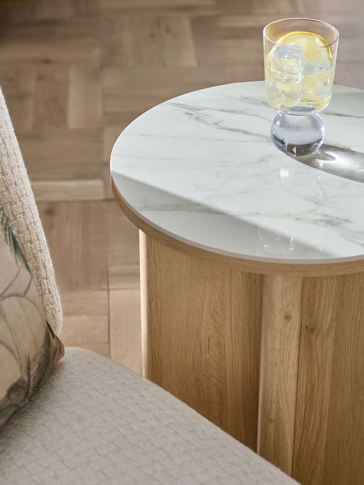 Light Natural Hayford Oak Effect Ceramic Top Side Table - Image 2 of 6 Light Natural Hayford Oak Effect Ceramic Top Side Table - Image 2 of 6