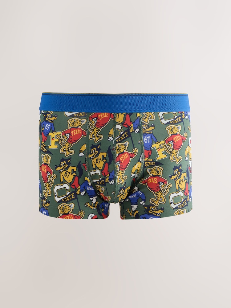 Blue Preppy Flag Print 5 Pack Hipster Cotton Rich Boxers - Image 2 of 9