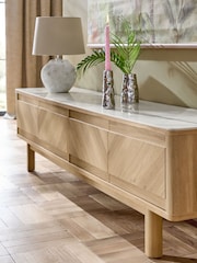 Light Natural Hayford Oak Effect Ceramic Top TV Unit - Image 6 of 11