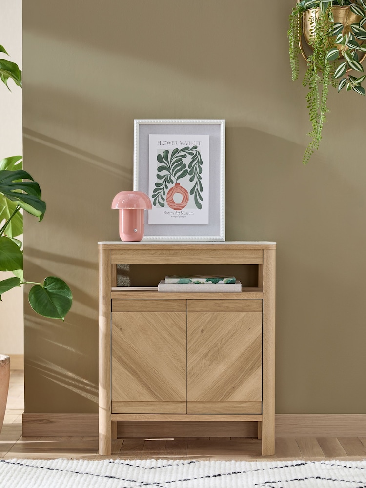 Light Natural Hayford Oak Effect Ceramic Top Storage Side Table - Image 1 of 9 Light Natural Hayford Oak Effect Ceramic Top Storage Side Table - Image 1 of 9
