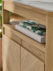 Light Natural Hayford Oak Effect Ceramic Top Storage Side Table - Image 5 of 9