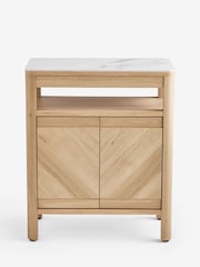 Light Natural Hayford Oak Effect Ceramic Top Storage Side Table - Image 6 of 9