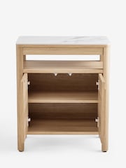 Light Natural Hayford Oak Effect Ceramic Top Storage Side Table - Image 7 of 9