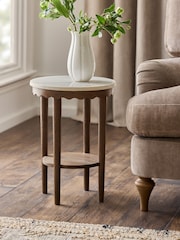 Dark Natural Erin Solid Mango and Marble Side Table - Image 1 of 7