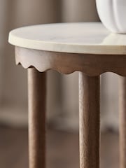 Dark Natural Erin Solid Mango and Marble Side Table - Image 4 of 7