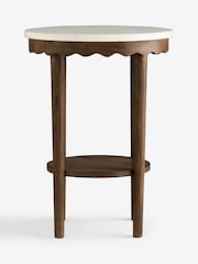 Dark Natural Erin Solid Mango and Marble Side Table - Image 5 of 7