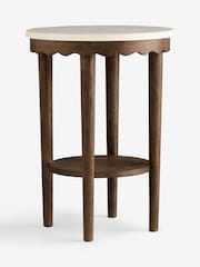 Dark Natural Erin Solid Mango and Marble Side Table - Image 6 of 7