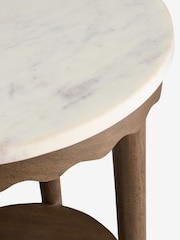 Dark Natural Erin Solid Mango and Marble Side Table - Image 7 of 7