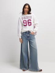 River Island Cream Long Sleeve Paris Poplin Bow Sweat Top - Image 3 of 4