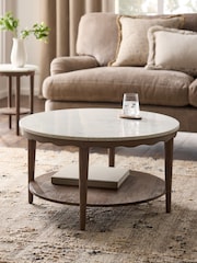 Dark Natural Erin Solid Mango and Marble Coffee Table - Image 1 of 6