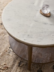 Dark Natural Erin Solid Mango and Marble Coffee Table - Image 2 of 6