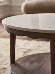 Dark Natural Erin Solid Mango and Marble Coffee Table - Image 3 of 6