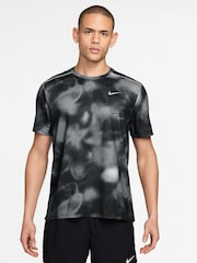 Nike Black Dri-FIT Miler Printed Running T-Shirt - Image 1 of 3