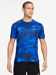 Nike Midnight Navy Dri-FIT Miler Printed Running T-Shirt - Image 1 of 3