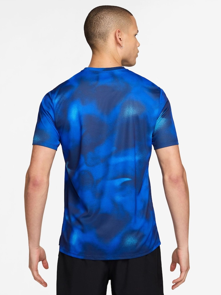Nike Midnight Navy Dri-FIT Miler Printed Running T-Shirt - Image 2 of 3 Nike Midnight Navy Dri-FIT Miler Printed Running T-Shirt - Image 2 of 3