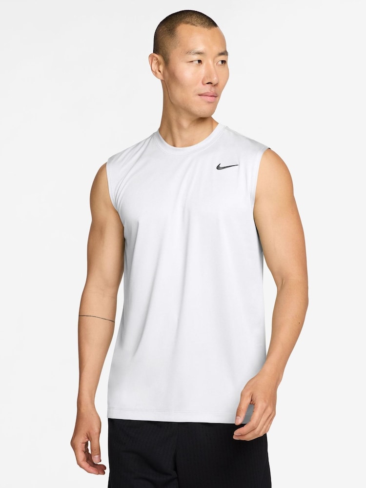 Nike White Dri-FIT Sleeveless Training Tank Top - Image 1 of 5 Nike White Dri-FIT Sleeveless Training Tank Top - Image 1 of 5