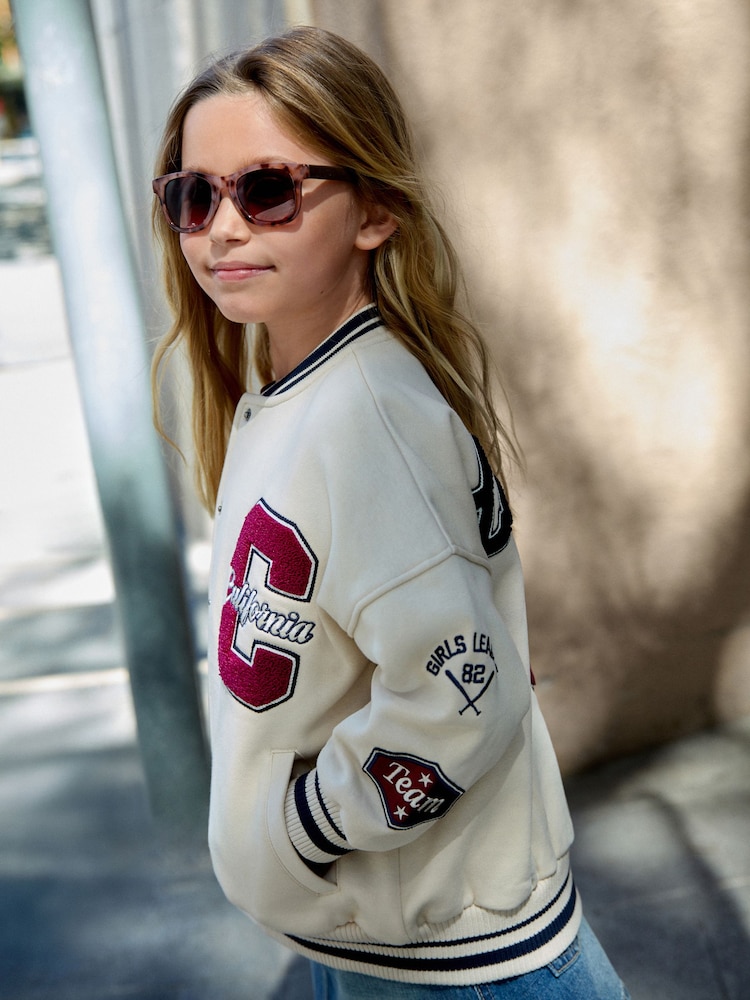 Cream Varsity Embroidered Jacket (3-16yrs) - Image 1 of 6 Cream Varsity Embroidered Jacket (3-16yrs) - Image 1 of 6