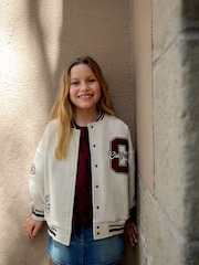 Cream Varsity Embroidered Jacket (3-16yrs) - Image 2 of 6