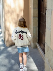 Cream Varsity Embroidered Jacket (3-16yrs) - Image 5 of 6