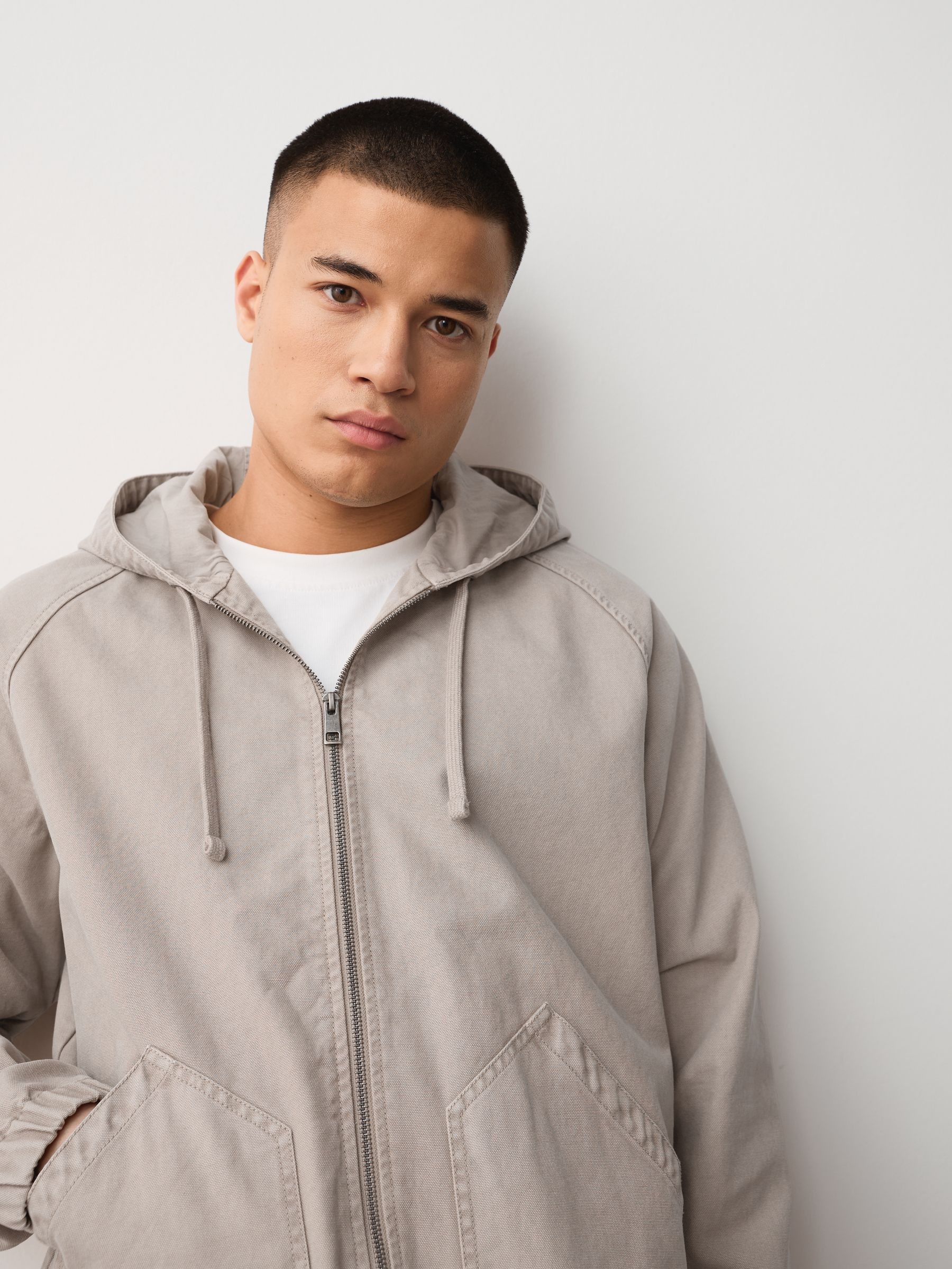 stone  zipup jacket／L size Buy Stone Canvas Hooded Zip Through Jacket from Next Singapore