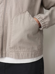 Stone Canvas Hooded Zip Through Jacket - Image 6 of 11