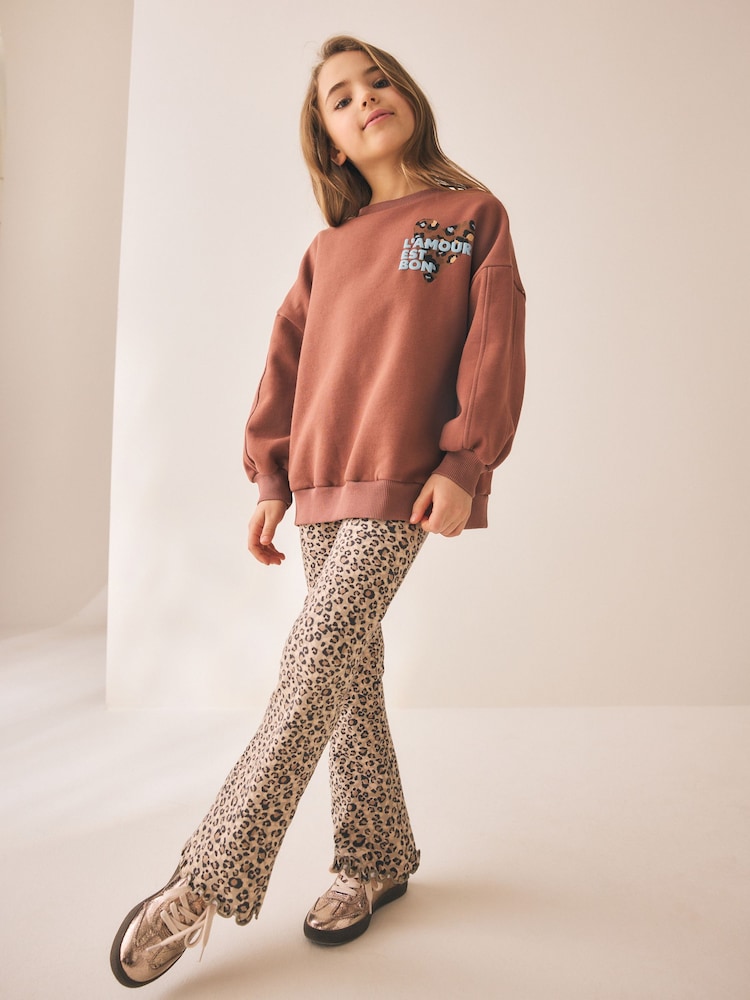 Animal Print Sweatshirt and Flare Leggings Set (3-16yrs) - Image 1 of 5 Animal Print Sweatshirt and Flare Leggings Set (3-16yrs) - Image 1 of 5
