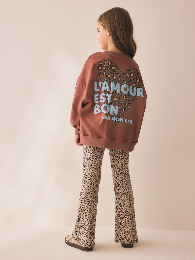Animal Print Sweatshirt and Flare Leggings Set (3-16yrs) - Image 2 of 5 Animal Print Sweatshirt and Flare Leggings Set (3-16yrs) - Image 2 of 5