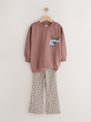 Animal Print Sweatshirt and Flare Leggings Set (3-16yrs) - Image 7 of 11