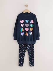 Navy Multi Heart - Conjunto de sudadera y leggings (3-16 años) - Imagen 5 de 9