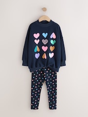Navy Multi Heart - Conjunto de sudadera y leggings (3-16 años) - Imagen 6 de 9