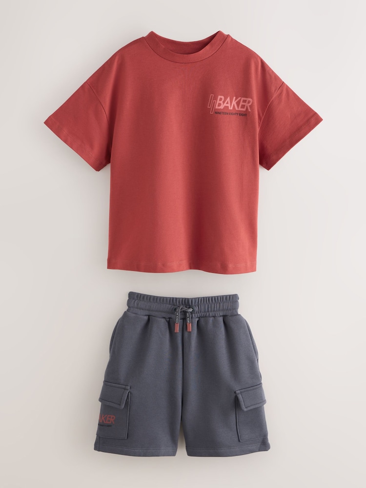 Baker by Ted Baker Oversized Graphic T-Shirt and Shorts Set - Image 1 of 6