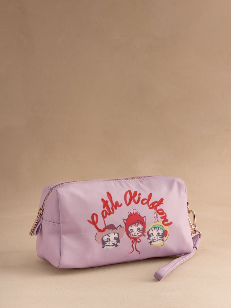 Cath Kidston Lilac Purple Cat Print Camden Pouch - Image 1 of 3 Cath Kidston Lilac Purple Cat Print Camden Pouch - Image 1 of 3