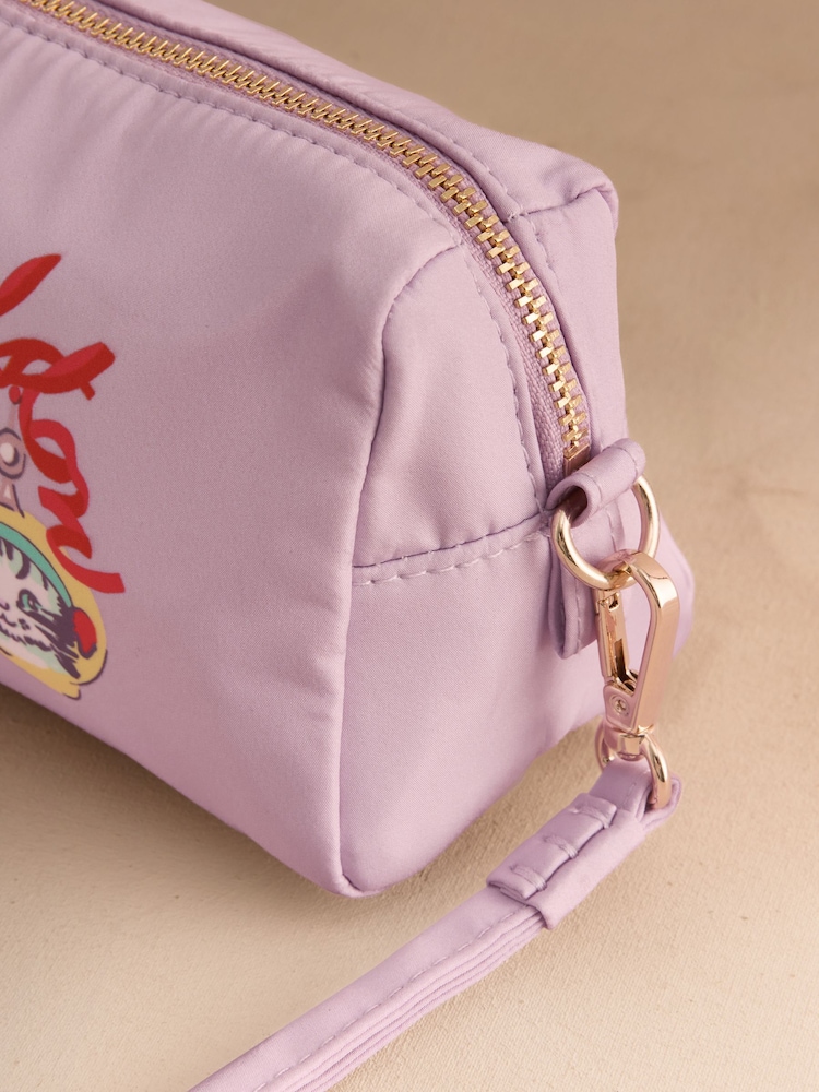 Cath Kidston Lilac Purple Cat Print Camden Pouch - Image 2 of 3 Cath Kidston Lilac Purple Cat Print Camden Pouch - Image 2 of 3